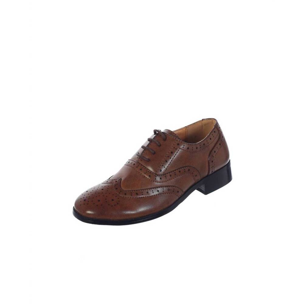 NEW TIP TOP KIDS boy's leather wingtip shoes in brown